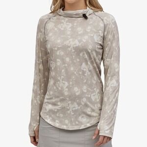 Patagonia Tropic Comfort Hoody Size Large Taupe Floral UPF 50 Lightweight Active